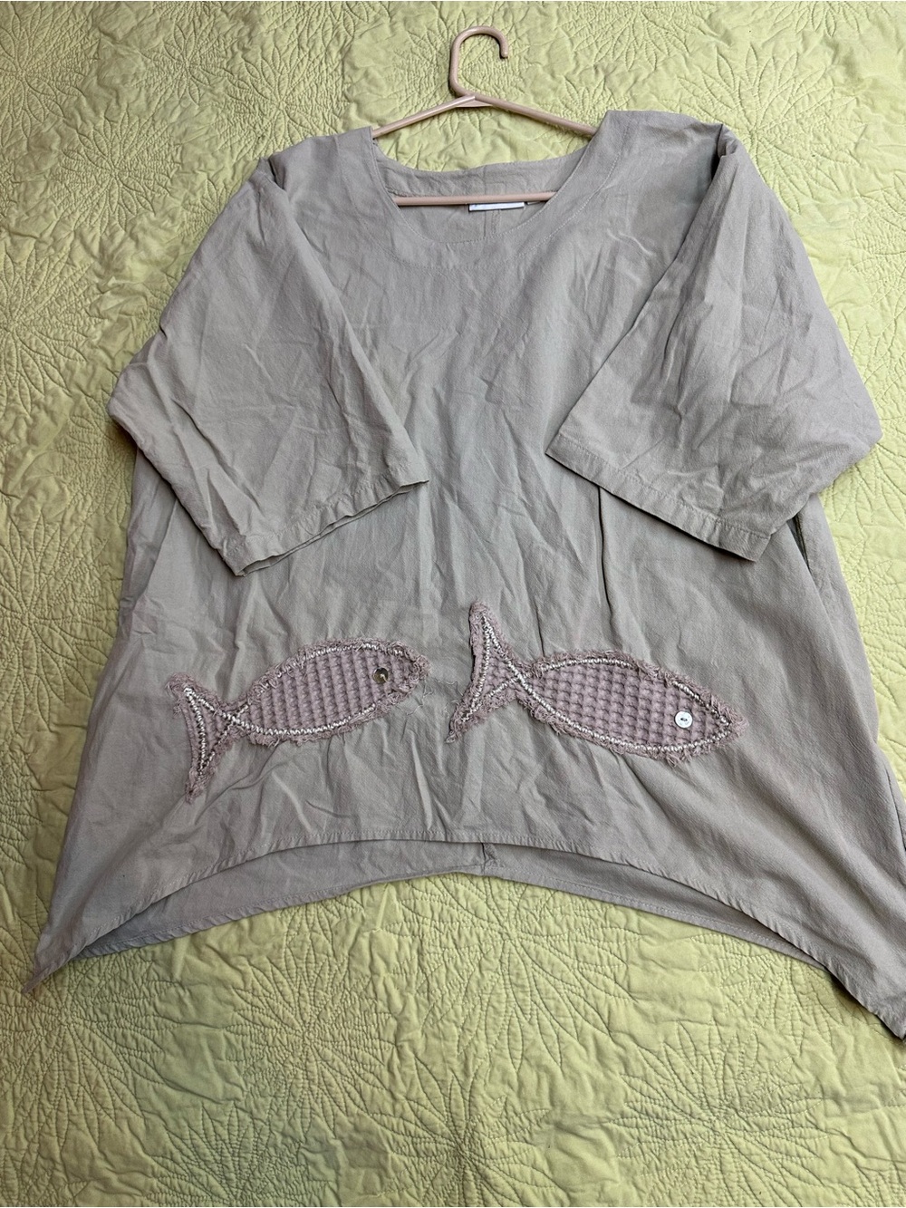 Lulu-B Beige Fish Appliqué Tunic